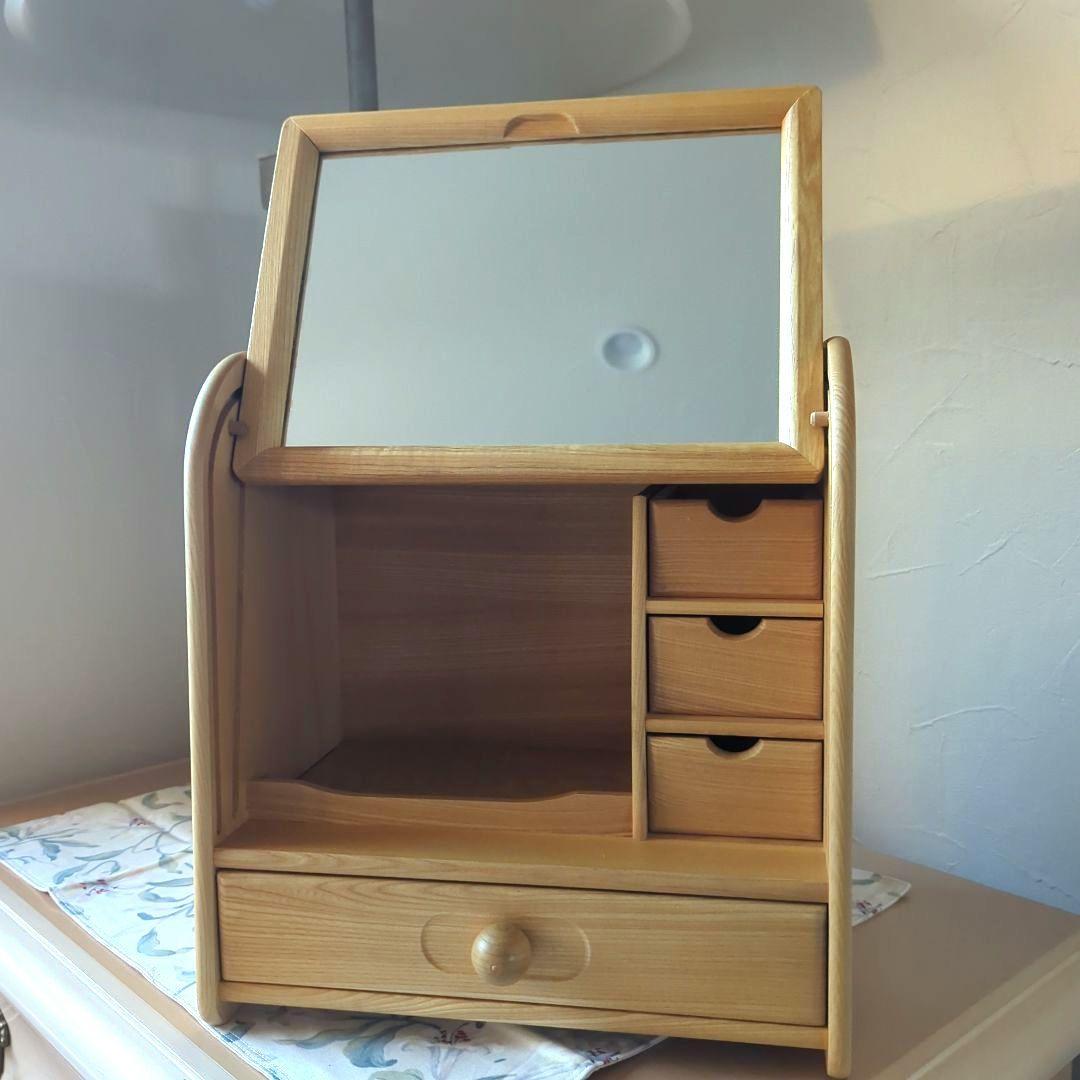 木製蛇腹コスメボックス　木箱収納　メイクボックス　化粧箱　小物入れナチュラル