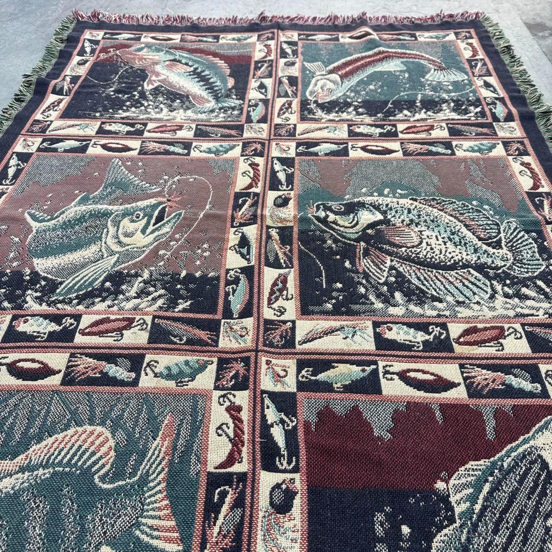 釣り　魚　マルチカバー　ソファーカバー　ヴィンテージラグ　178x120