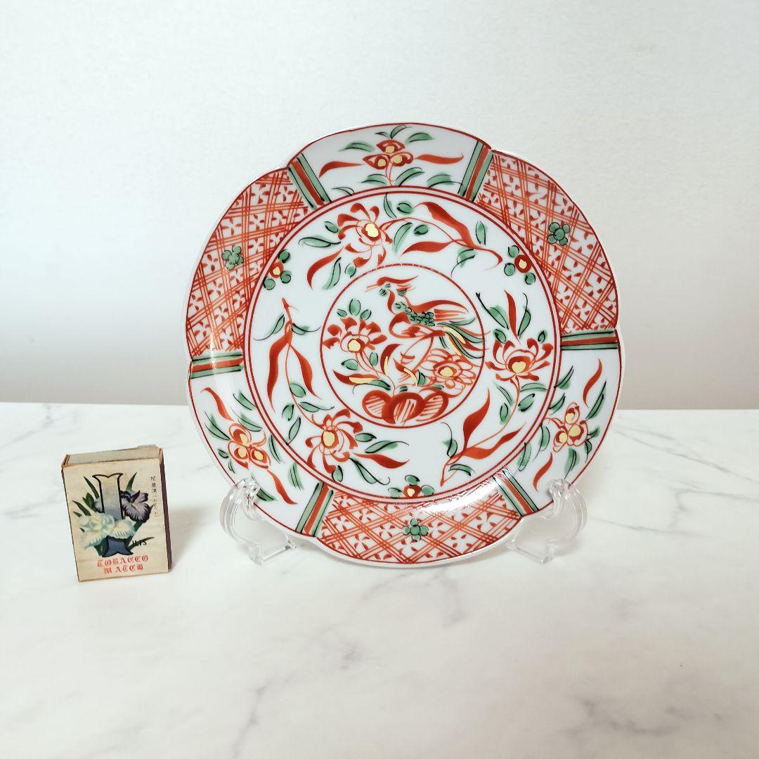 たち吉 赤絵花鳥 中皿 5枚セット 橘吉 平安橘吉 赤絵 金彩