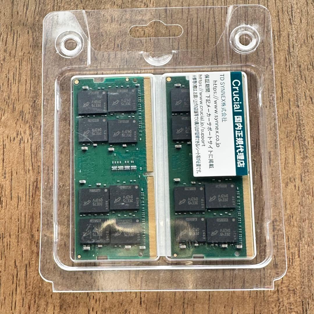 Crucial 64GB(32x2) DDR4-3200 SODIMM メモリー