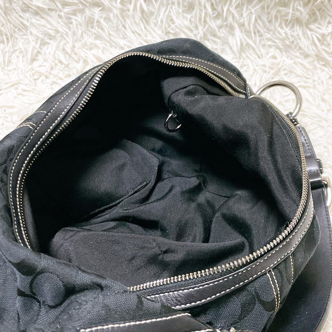 美品 COACH ショルダーバッグ ハーフムーン シグネチャー キャンバス 黒