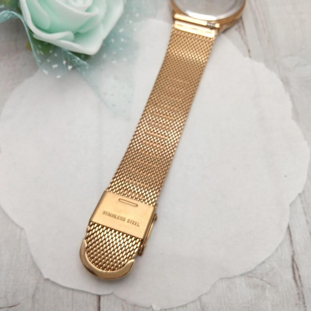 【美品 箱あり】稼働品 ノット デイト機能付き ソーラー式 腕時計 金属メッシュ