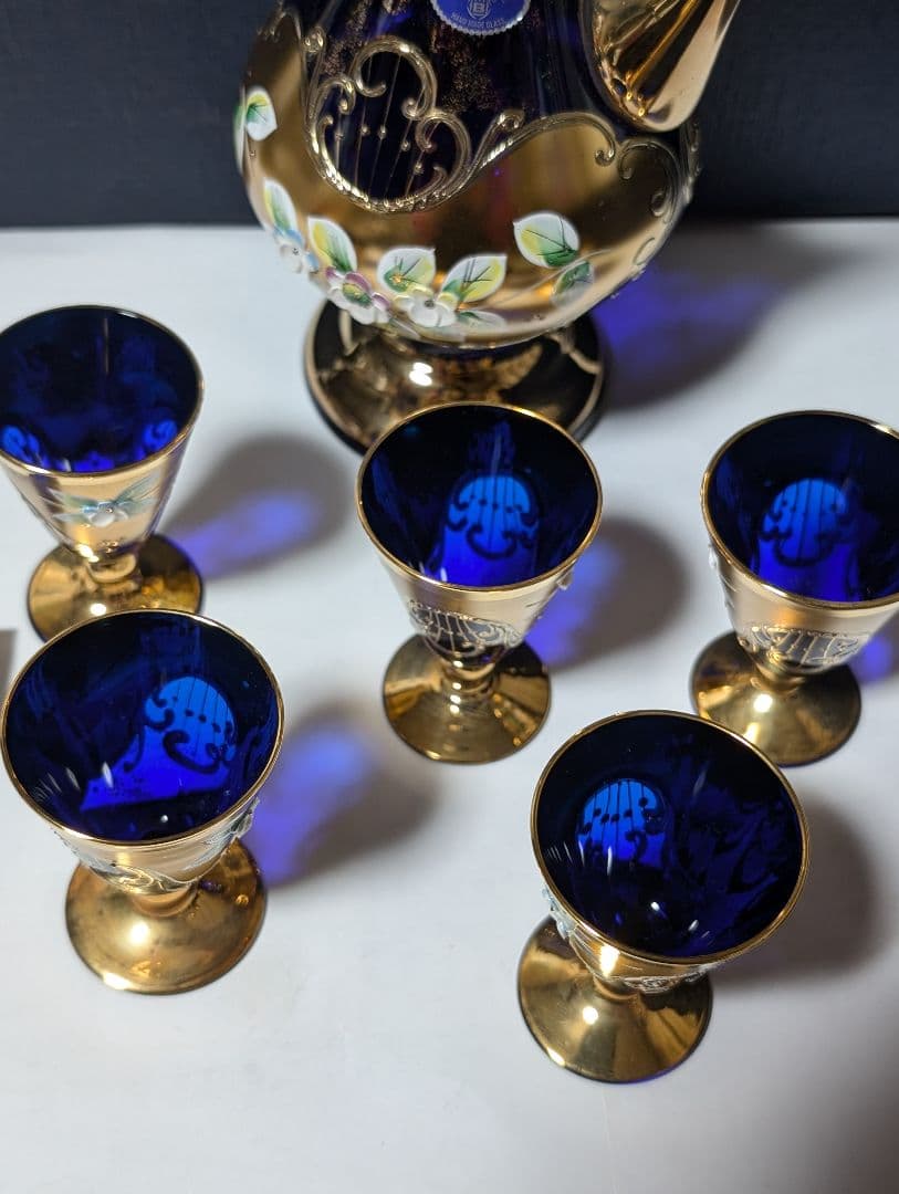 （押し上）BOHEMIA GLASS LASKA デキャンタとショットグラス