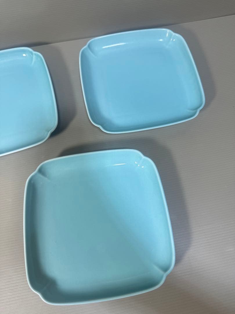 2305 深川製磁　青磁　角皿　3客