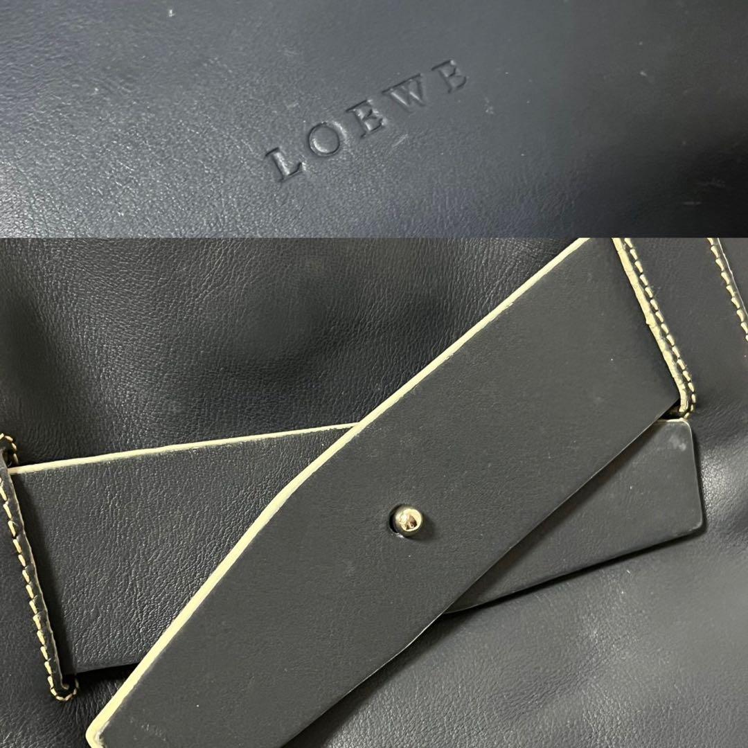 ✨極美品✨　LOEWE アナグラム　ショルダーバッグ　ブルーグレー　レザー