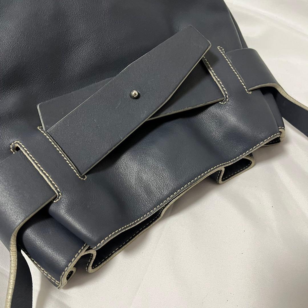 ✨極美品✨　LOEWE アナグラム　ショルダーバッグ　ブルーグレー　レザー