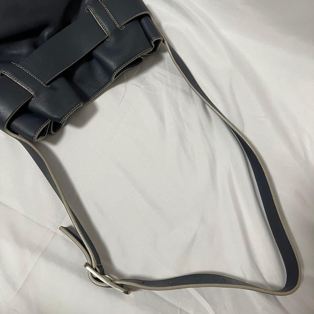 ✨極美品✨　LOEWE アナグラム　ショルダーバッグ　ブルーグレー　レザー