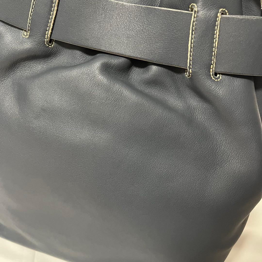 ✨極美品✨　LOEWE アナグラム　ショルダーバッグ　ブルーグレー　レザー