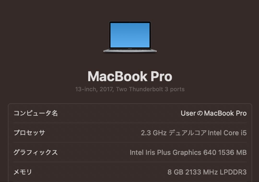 【美品】MacBook Pro 13インチ 2017 8GB/256GB