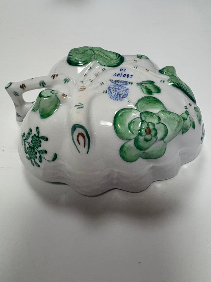 【新品未使用】へレンド アポニーグリーン オープンシュガーボウル HEREND