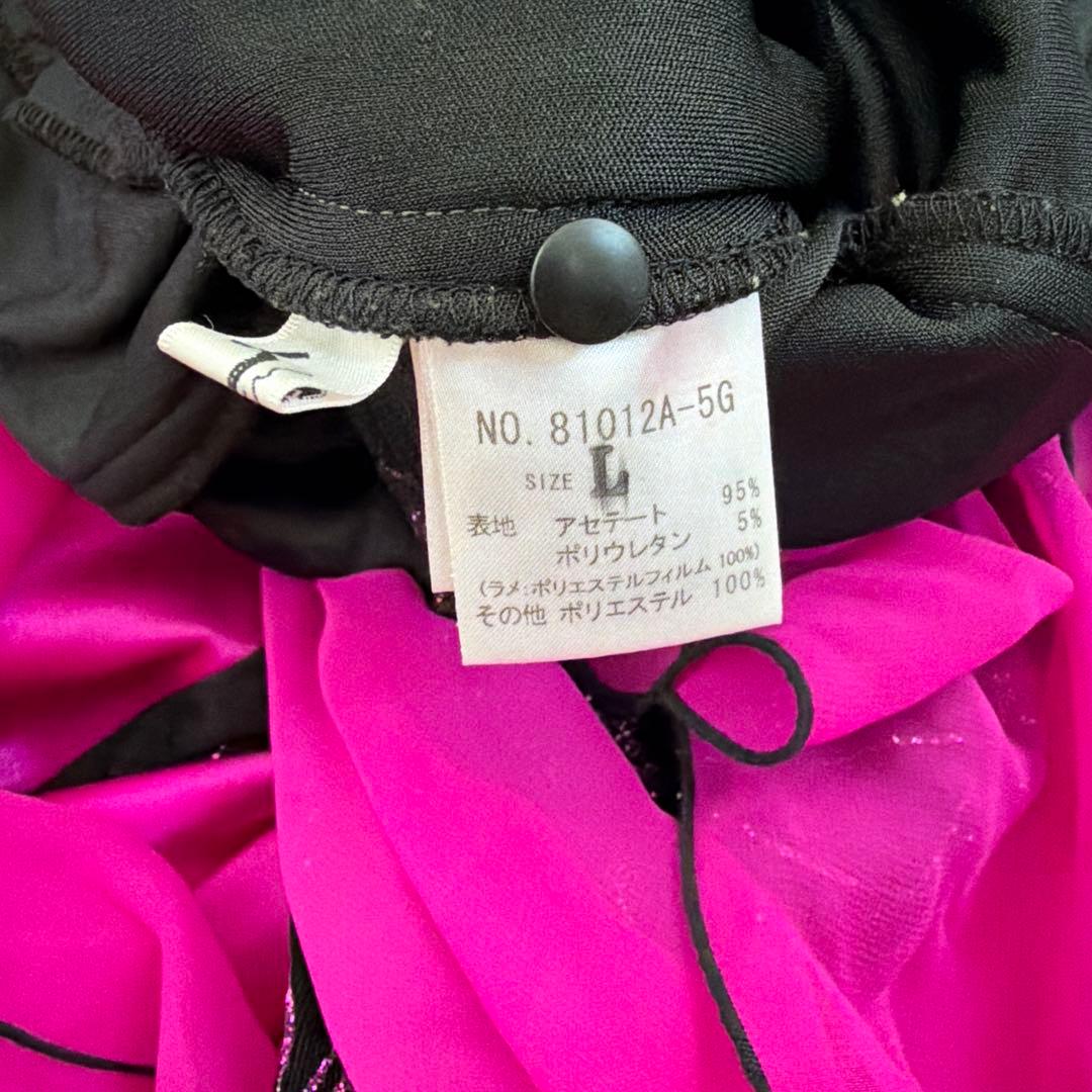 サンヨシムラ 日本製 社交ダンス 衣装 長袖 ドレス ラテン スタンダード 黒L