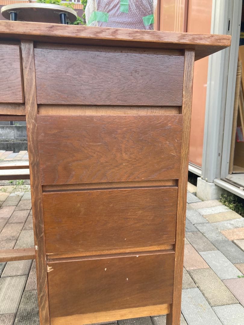 昭和レトロ　片袖机 古家具 勉強机 文机 ワークデスク アンティーク③