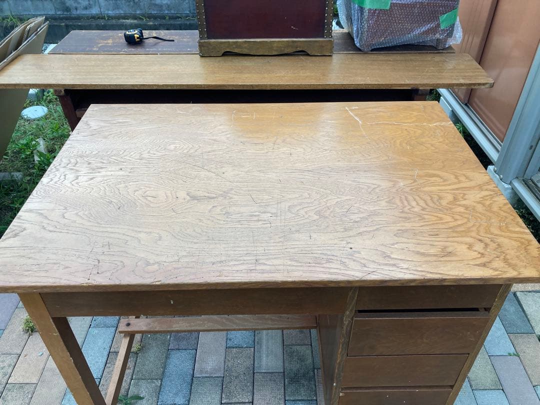 昭和レトロ　片袖机 古家具 勉強机 文机 ワークデスク アンティーク③