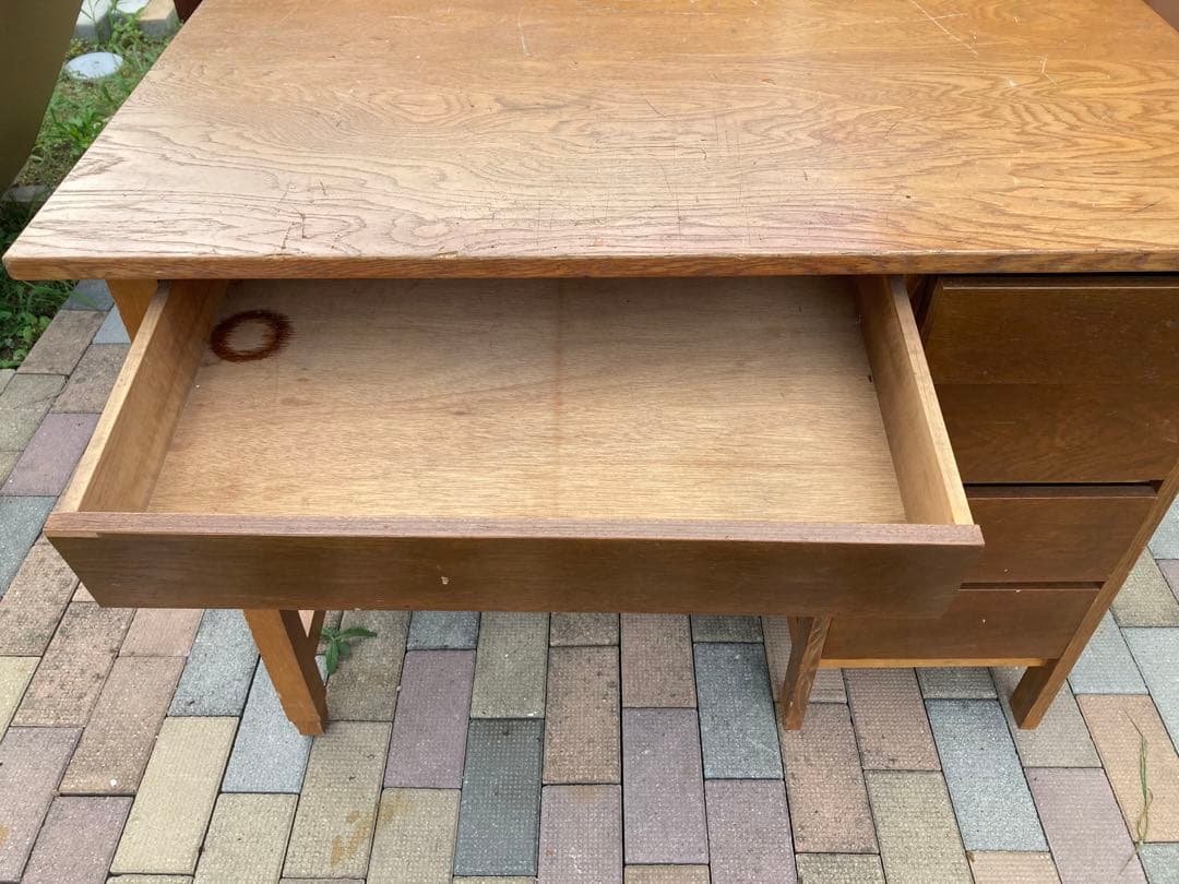 昭和レトロ　片袖机 古家具 勉強机 文机 ワークデスク アンティーク③