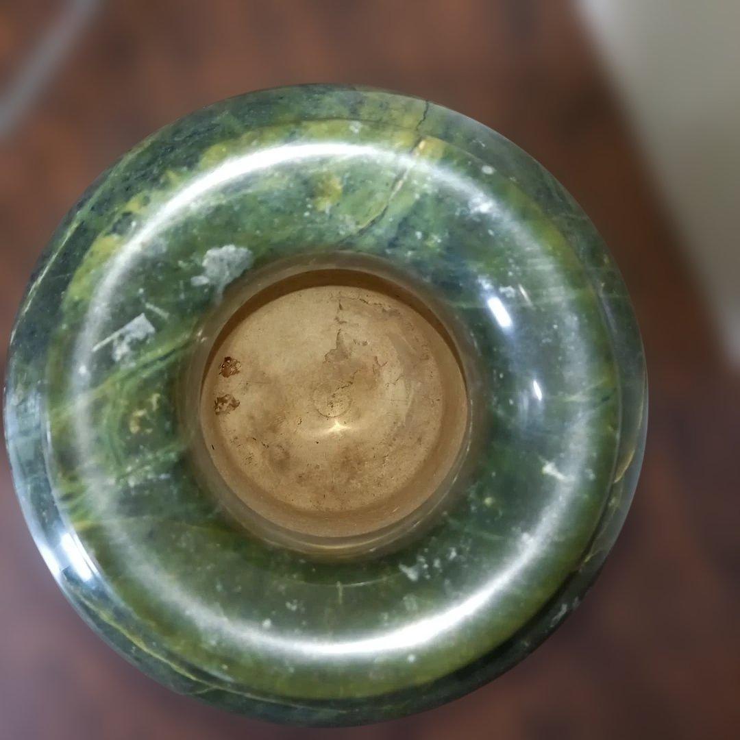 大理石調　花瓶　グリーン　珍品　緑　約６・８キロ　オブジェ　人造石