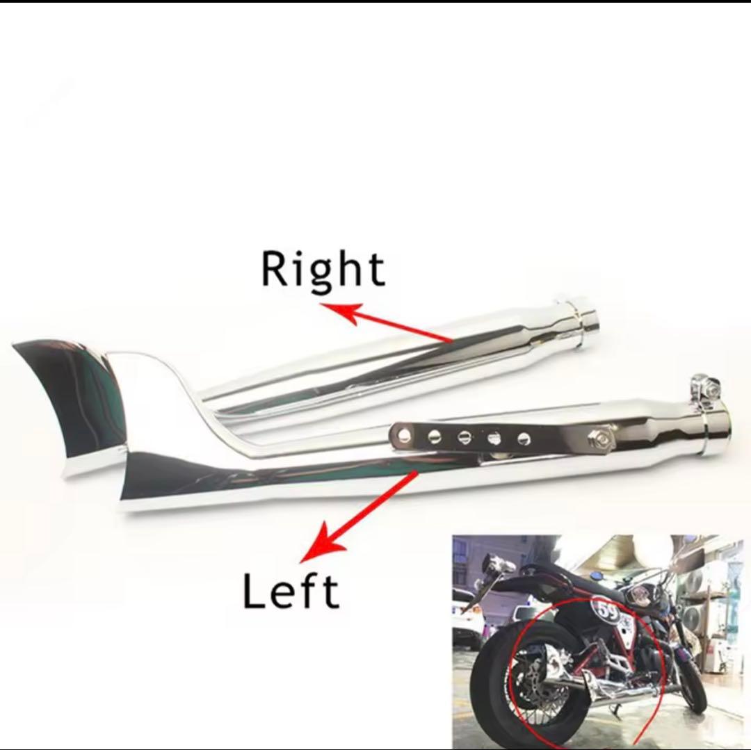 バイク フィッシュテール マフラー 左右 SR400 W400 ドラッグスター