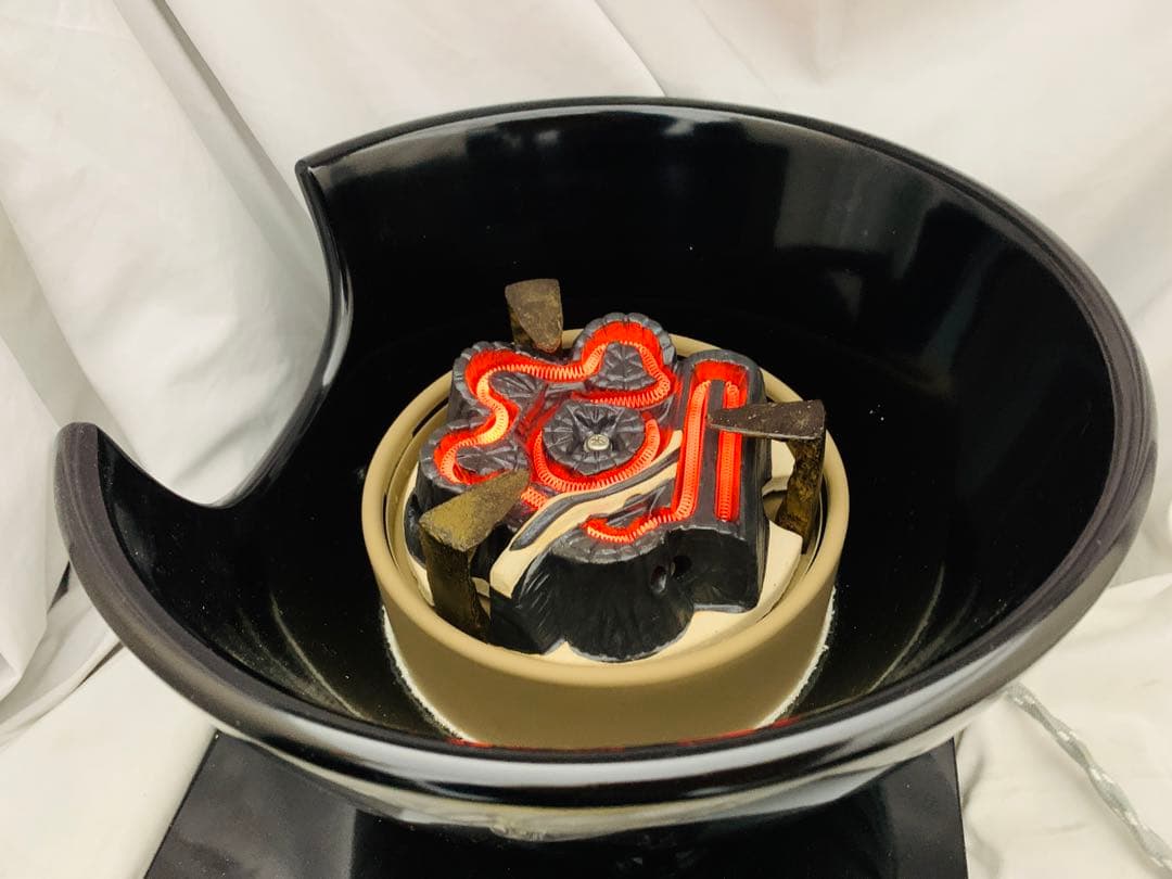 風炉型電熱器F406 野々田商店　真塗　紅鉢型　茶道具　炭型ヒーター未使用