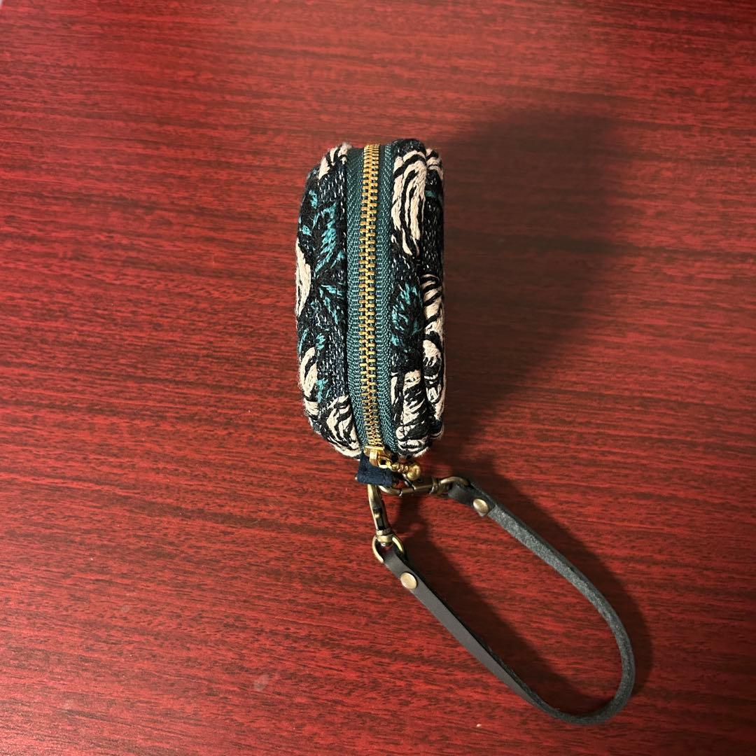 ミナペルホネン rosy(ネイビー&グリーン) ショルダーバック ミニポーチ付き