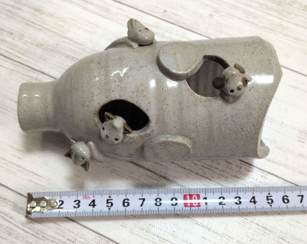 陶器置物　インテリア置物　花挿　動物陶器　犬 うさぎ 猫