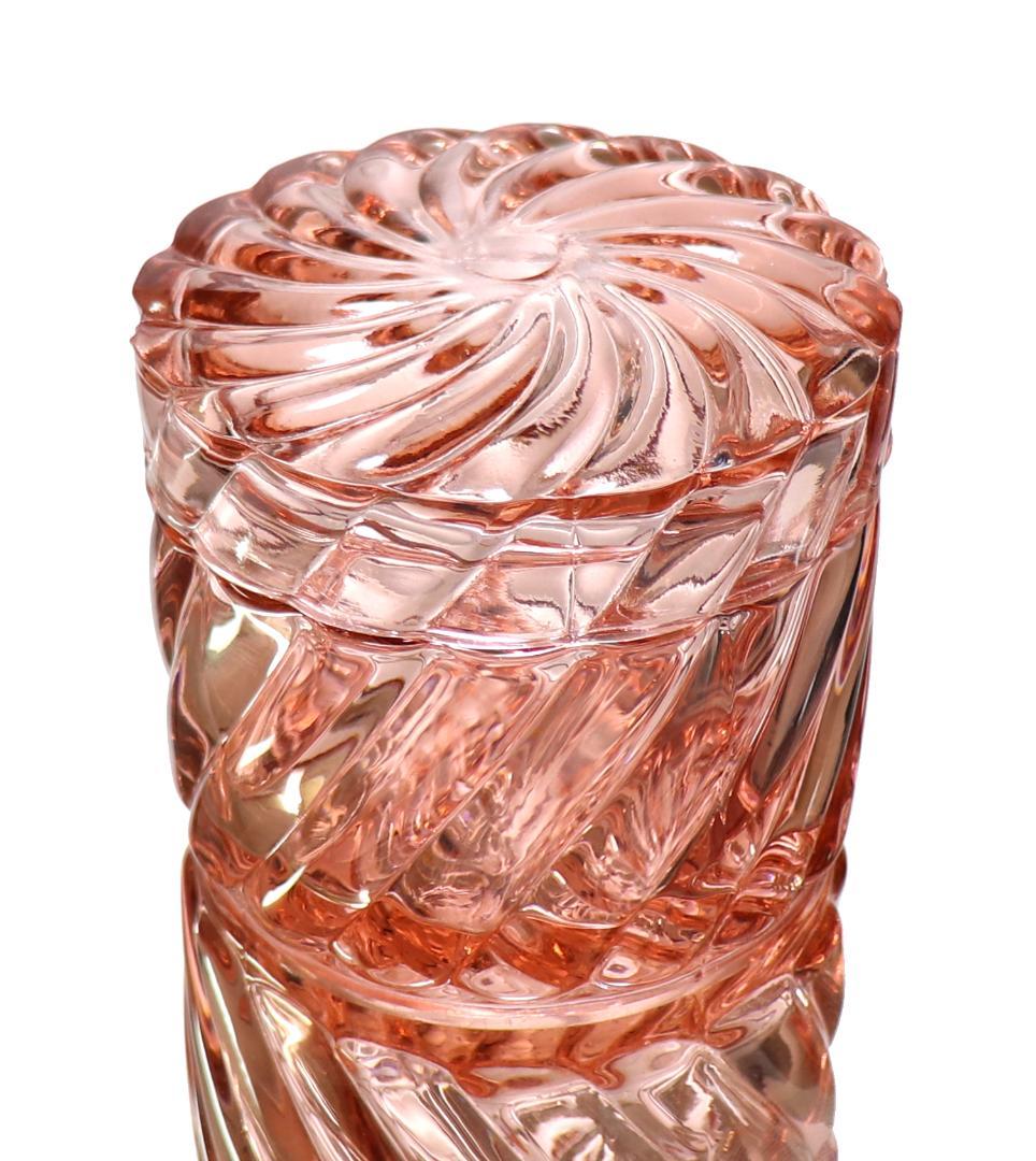 オールド・バカラ 珍品 バンブー レアカラー 桃色丸型ラージサイズ蓋物 570g