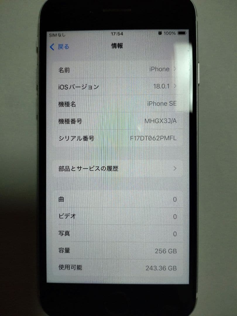 iPhone SE (第2世代) ホワイト256GB　wifi機能不可