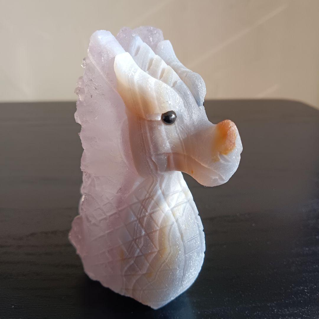 龍　瑪瑙　石英クラスター　彫物　Agate