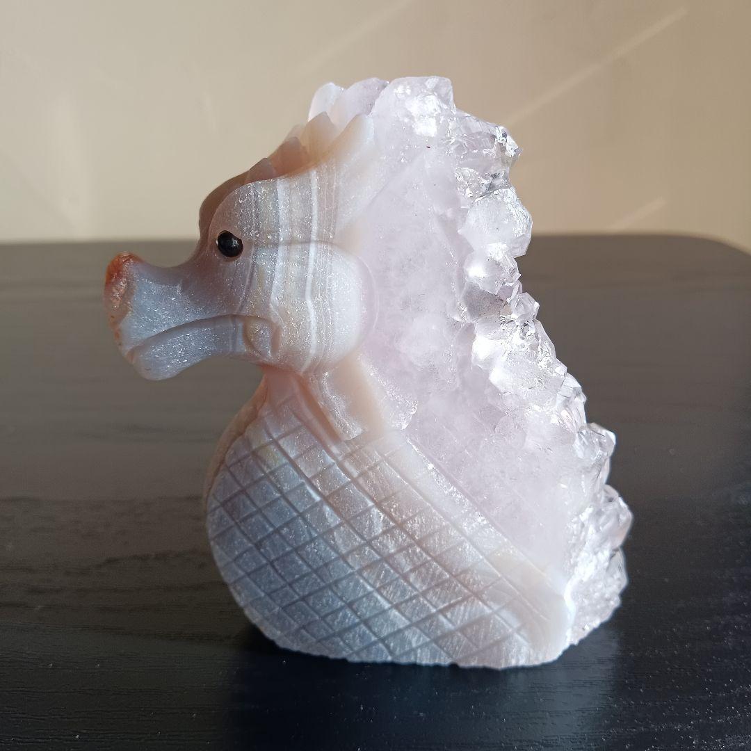龍　瑪瑙　石英クラスター　彫物　Agate