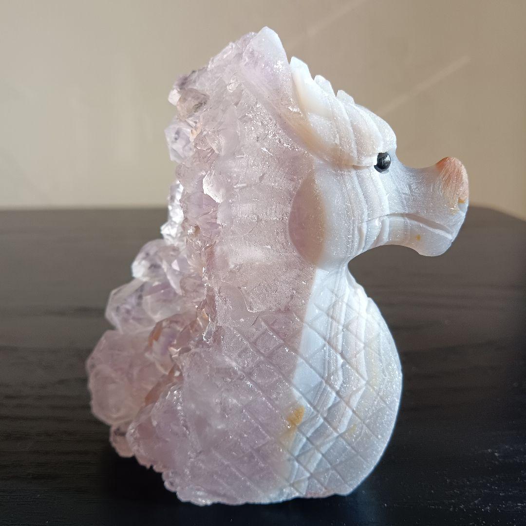 龍　瑪瑙　石英クラスター　彫物　Agate