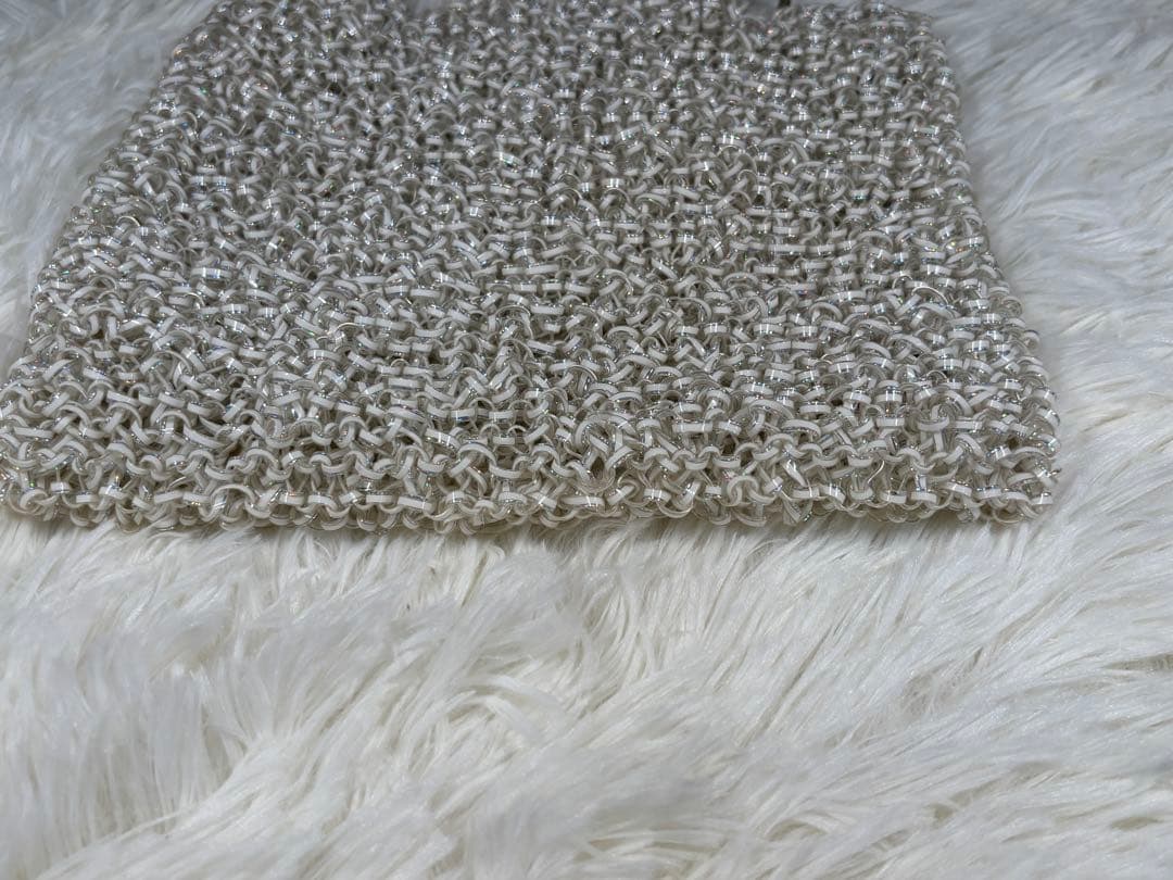 アンテプリマ マットホワイト ワイヤー トート スクエア かごバッグ　チェーン