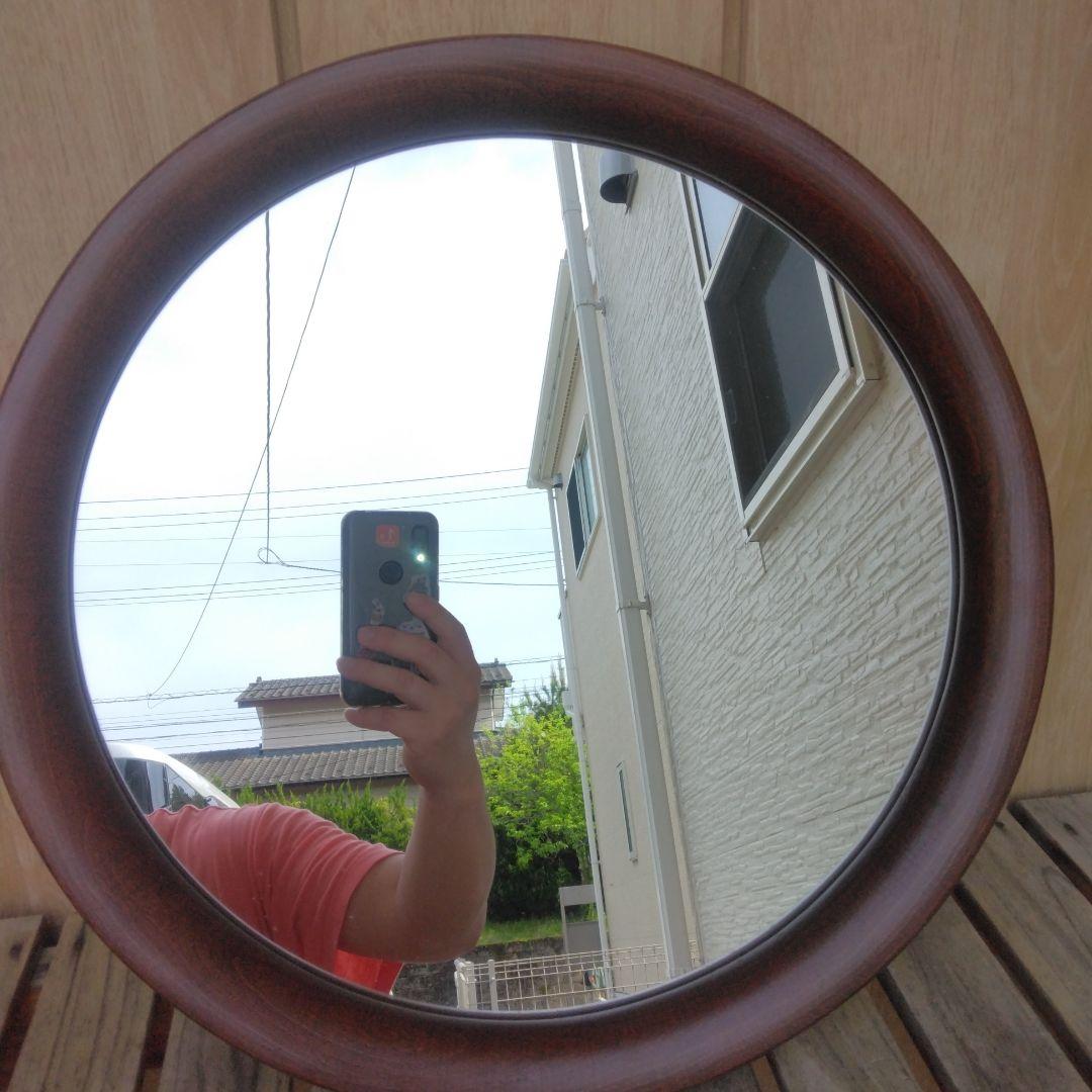 柳宗理デザイン 秋田木工 ヴィンテージ ウォールミラー 鏡 丸型 古代色 民藝