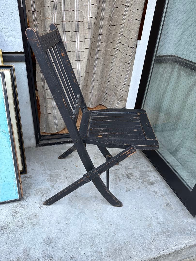 複数購入割引⭕️ 二脚セット　アンティーク　フォールディングチェア　折り畳みチェア