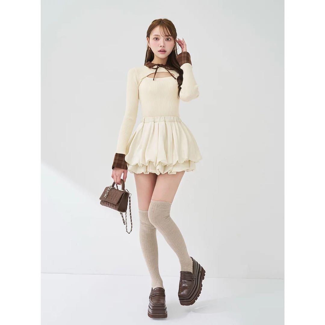 新品タグ付 ダーリッチ ブラック フリー ビジューフレアバルーンミニドレス