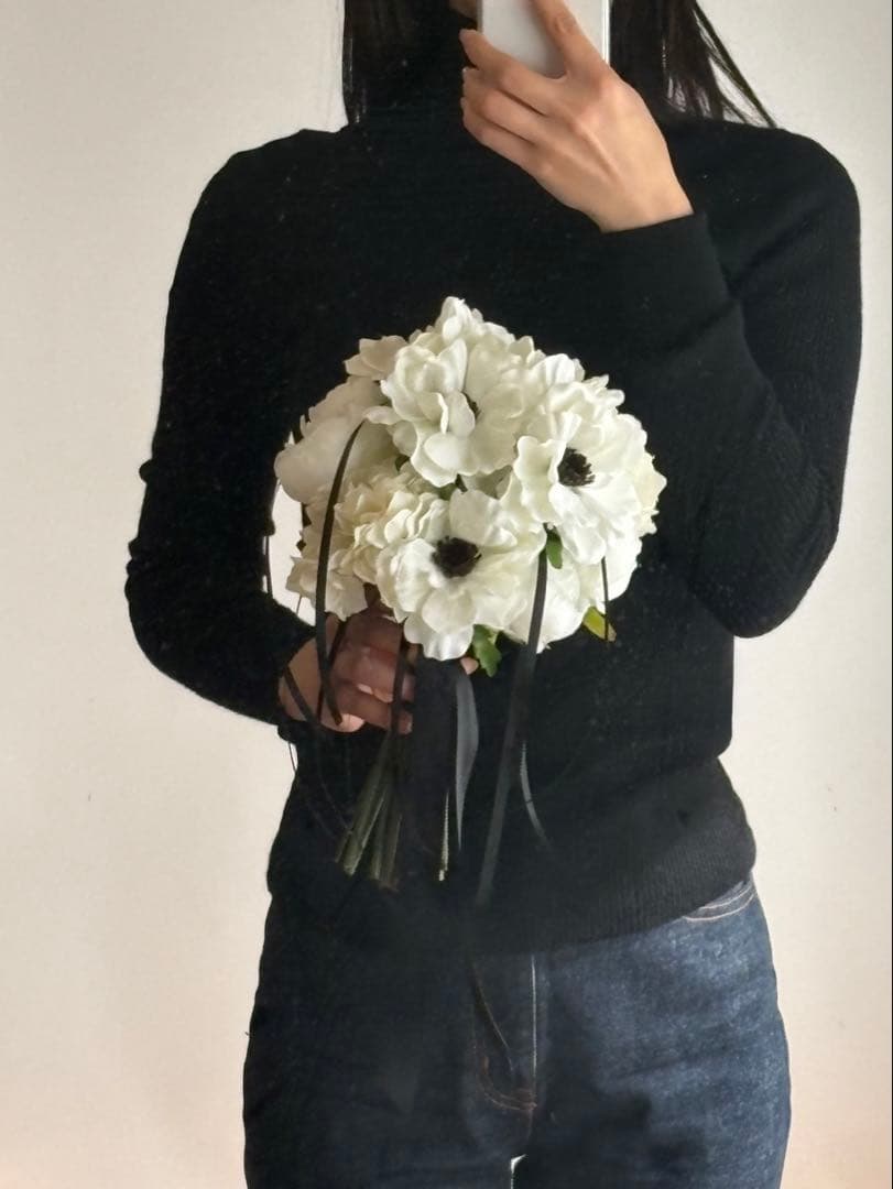110.【ブートニア付】ウェディングブーケ　アーティシャルフラワー造花