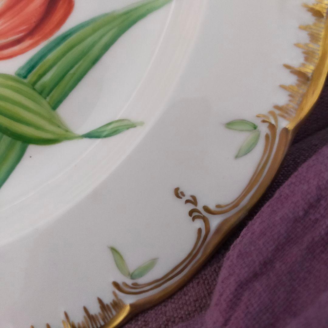KPM　ベルリン　チューリップ　手描き?　金彩　アンティーク　プレート　皿