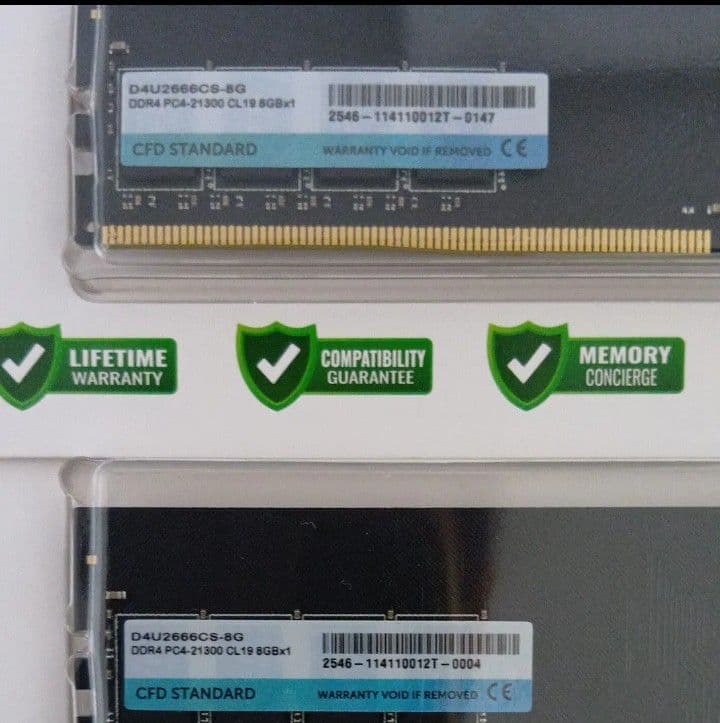 CFD DDR4 メモリ D4U2666C6S-8G　2枚(合計16GB分)