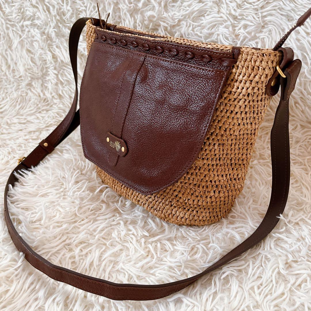 美品✨IBIZA イビサ ラフィア かごバッグ ショルダーバッグ ナチュラル