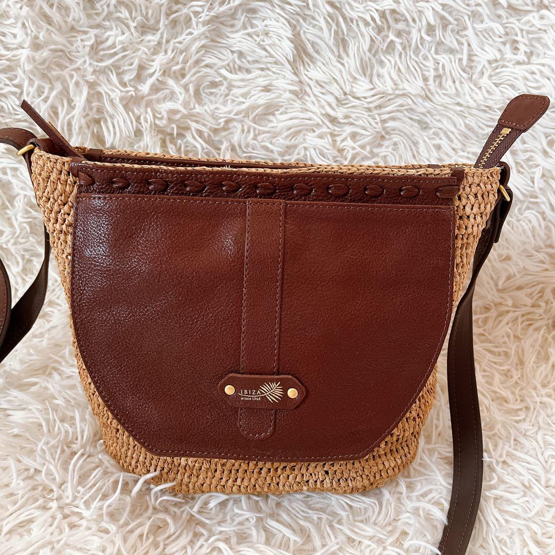 美品✨IBIZA イビサ ラフィア かごバッグ ショルダーバッグ ナチュラル