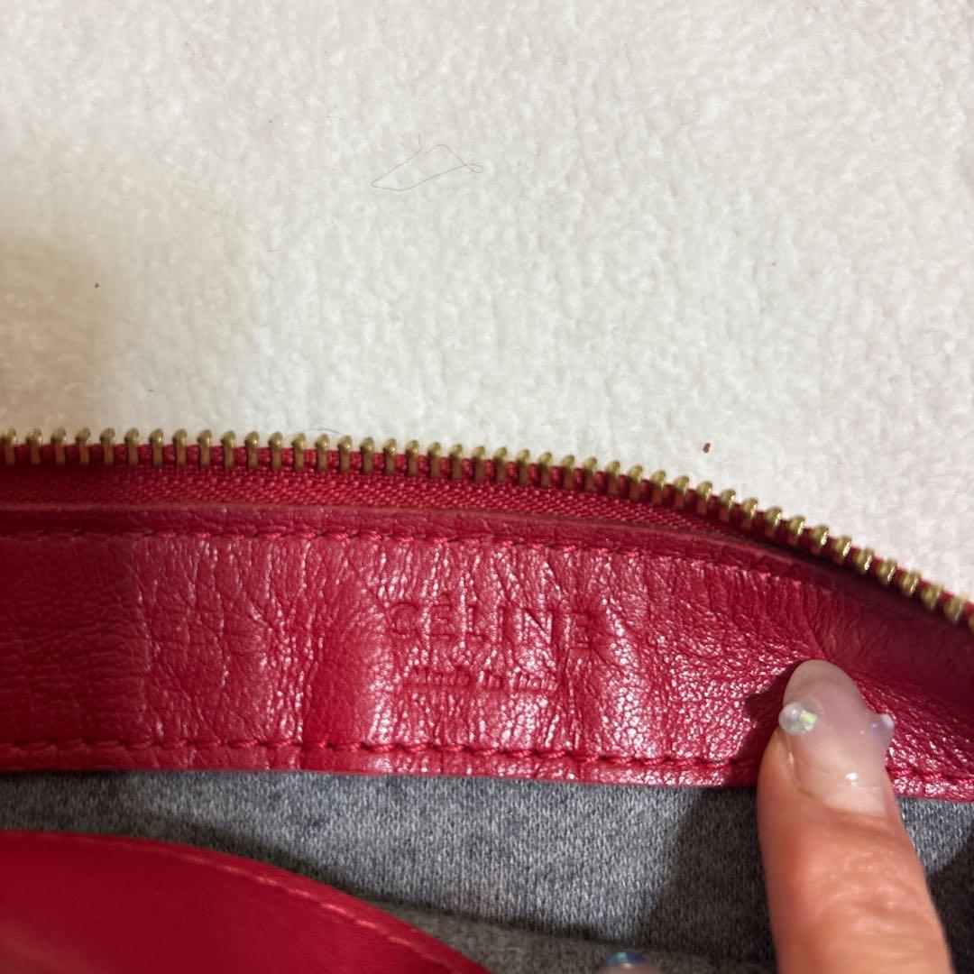 CELINE セリーヌ トリオ ラージ 赤 ショルダーバッグ 難あり