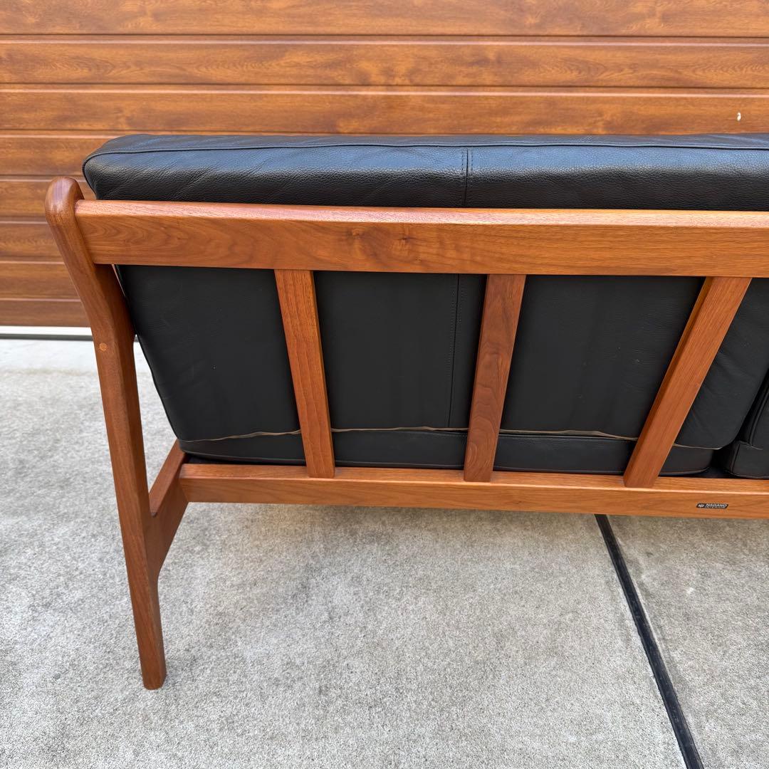 美品 ナガノインテリア 3P ソファ ウォールナット 本革 購入価格46万