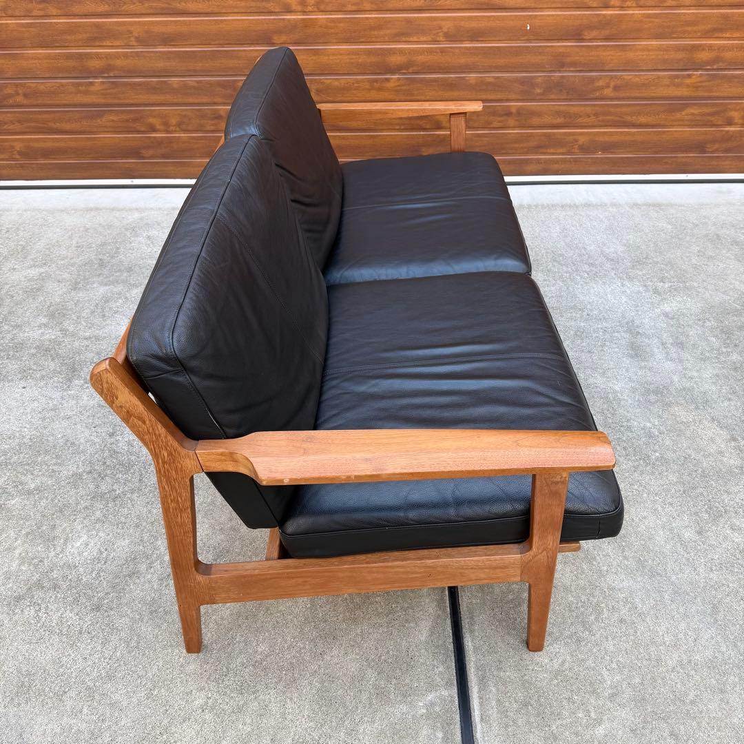 美品 ナガノインテリア 3P ソファ ウォールナット 本革 購入価格46万