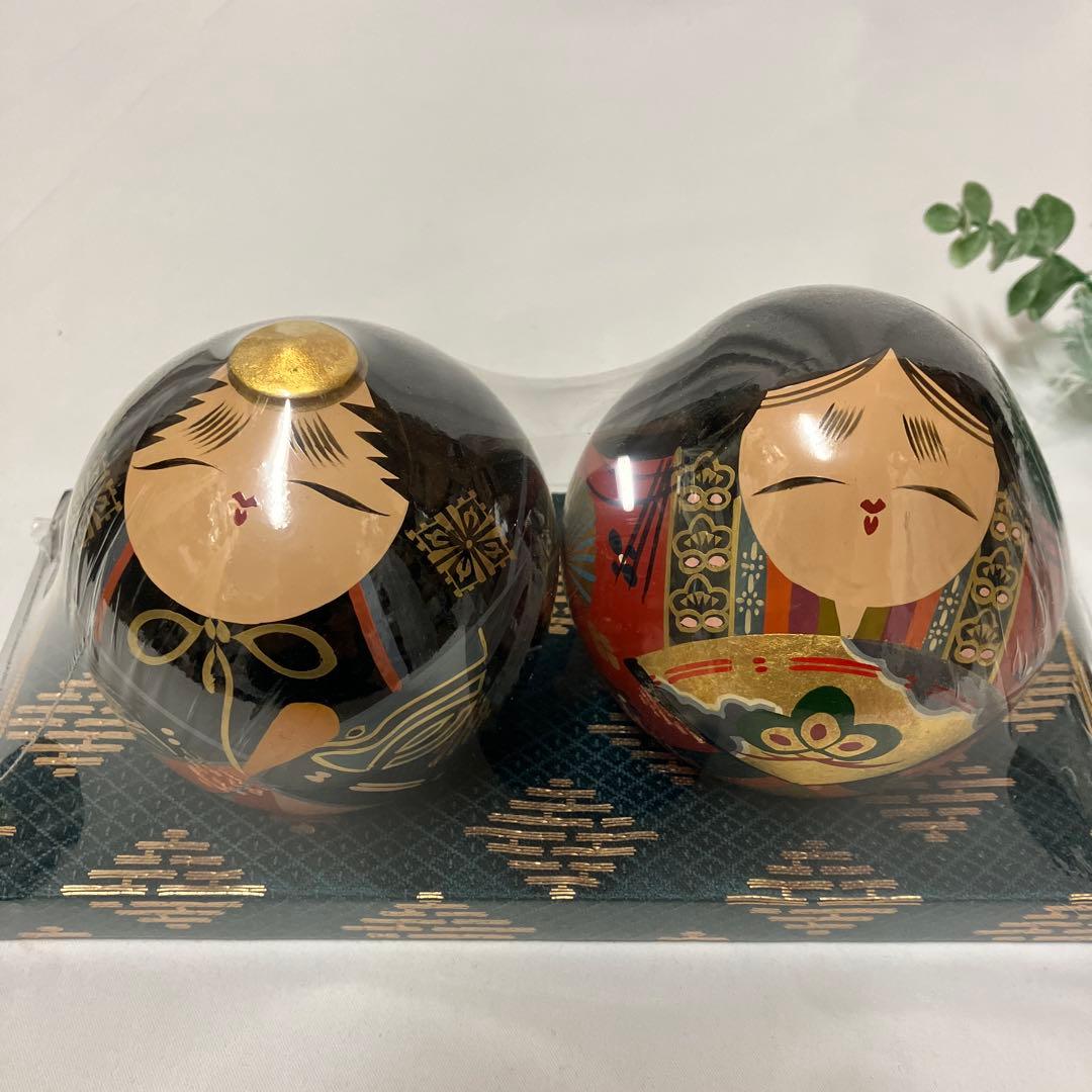 新品　大内人形　ひな人形　28号　木製漆 直径約8.4　雛人形　工芸品　金箔