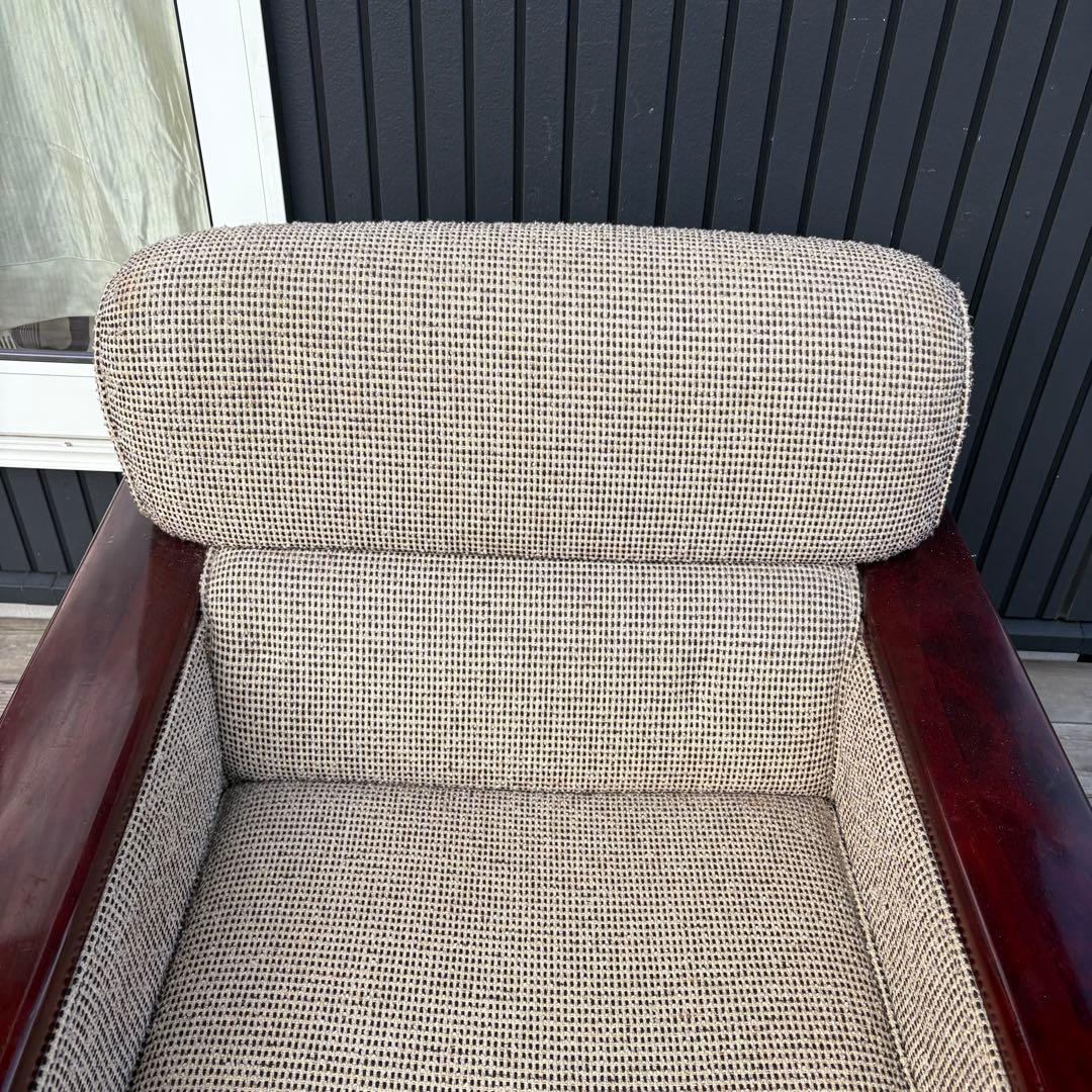 北欧レトロ ヴィンテージ 1人掛けソファ アームチェア 木肘 昭和レトロ 古家具