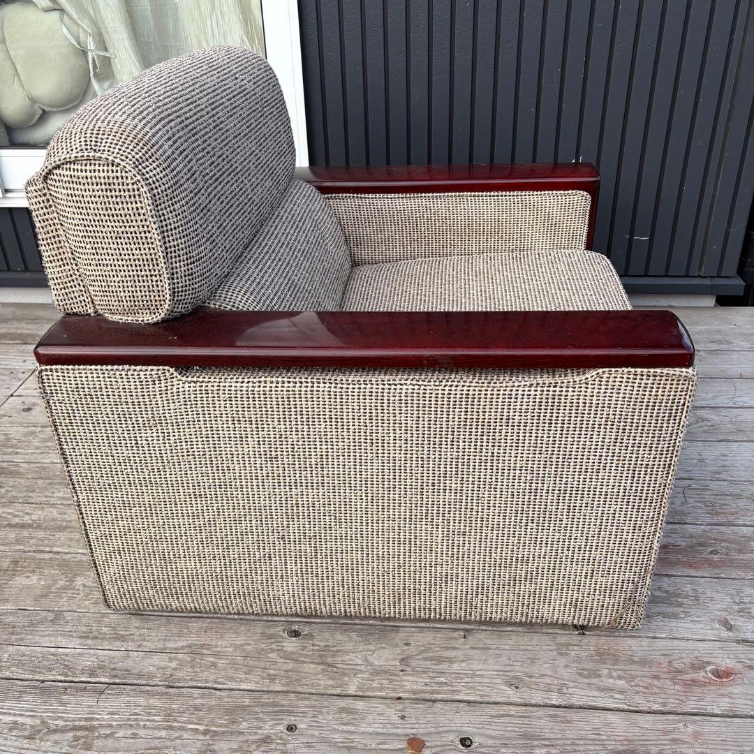 北欧レトロ ヴィンテージ 1人掛けソファ アームチェア 木肘 昭和レトロ 古家具