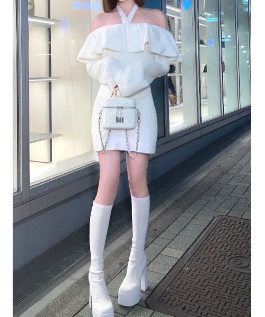 【今期】Darich ウルトラストレッチロングブーツ アイボリー L