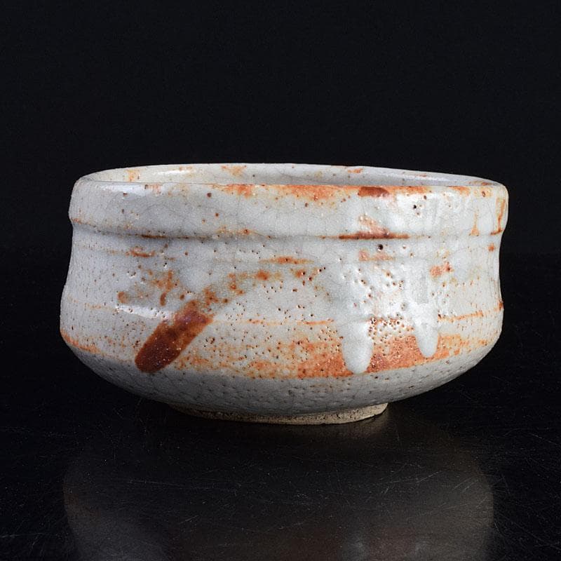 りん　茶道具　志野焼　人間国宝　荒川豊蔵作　沓茶碗　時代箱　V　R9380