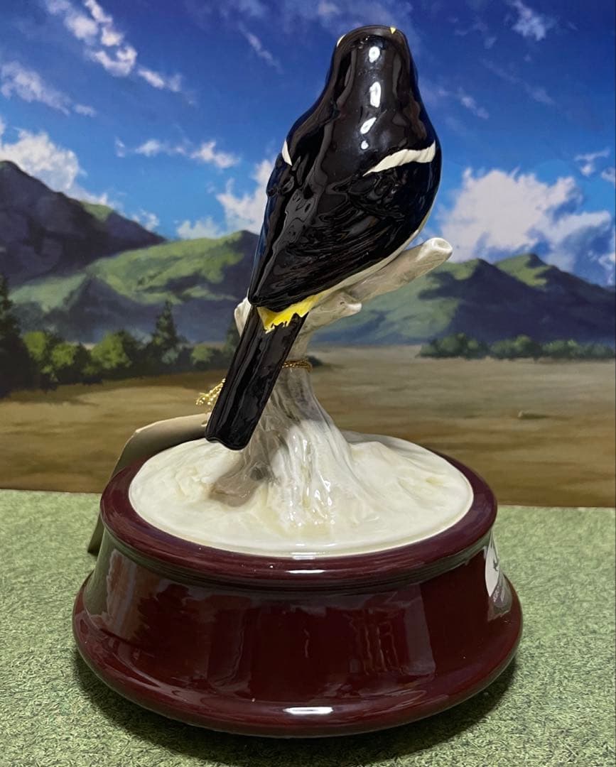 日本野鳥の会 監修キビタキ 陶器製 オルゴール 名曲 『愛のオルゴール』希少‼︎