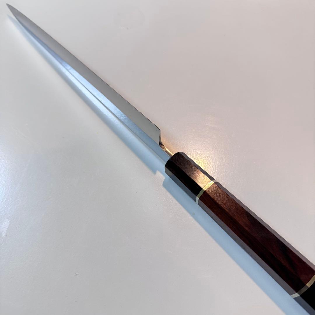 【鞘付き】 270mm 柳刃包丁 鏡面　天然木八角柄 刺身包丁 全鋼