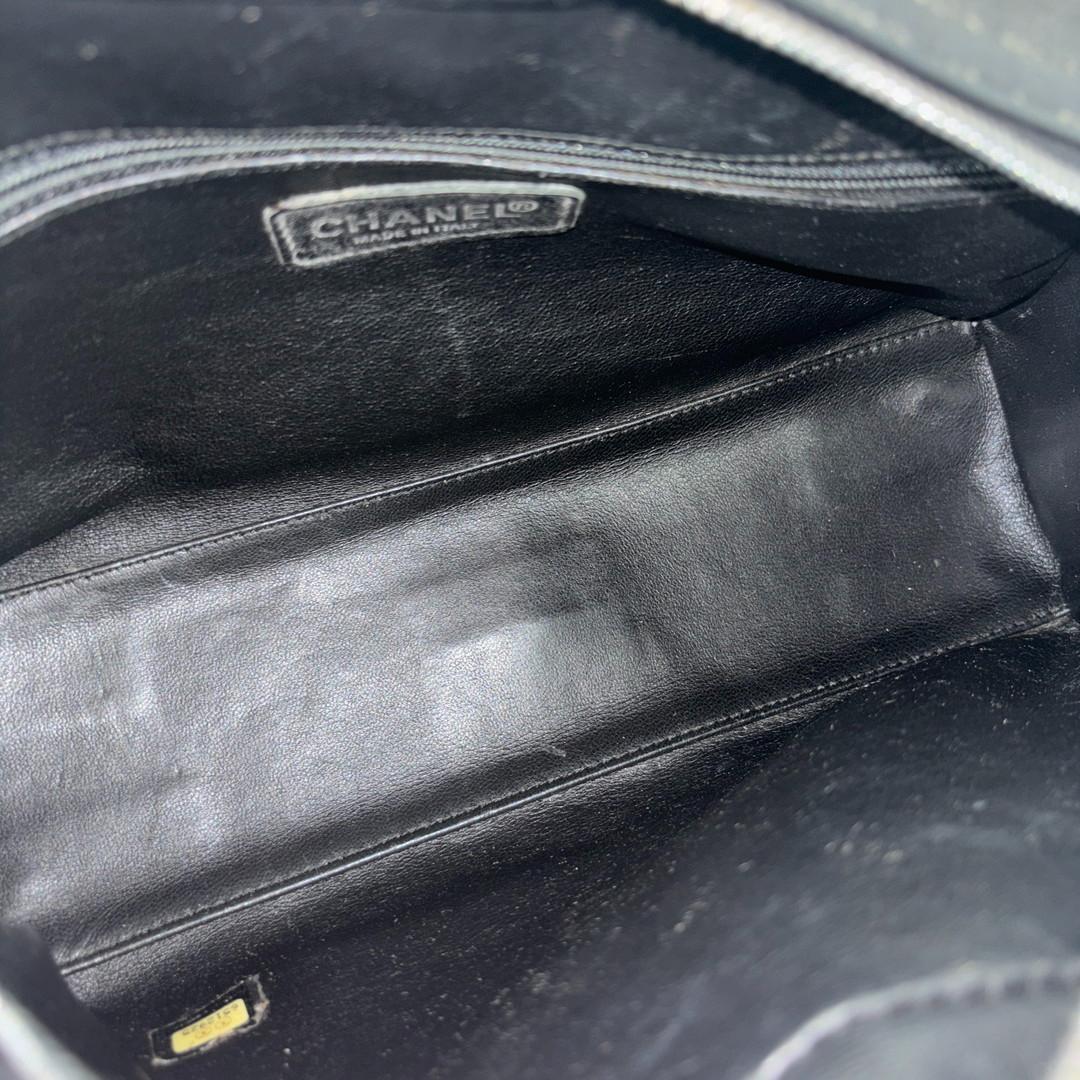 超極美品 シャネル キャビアスキン ハンドバッグ ミニボストンバッグ ブラック