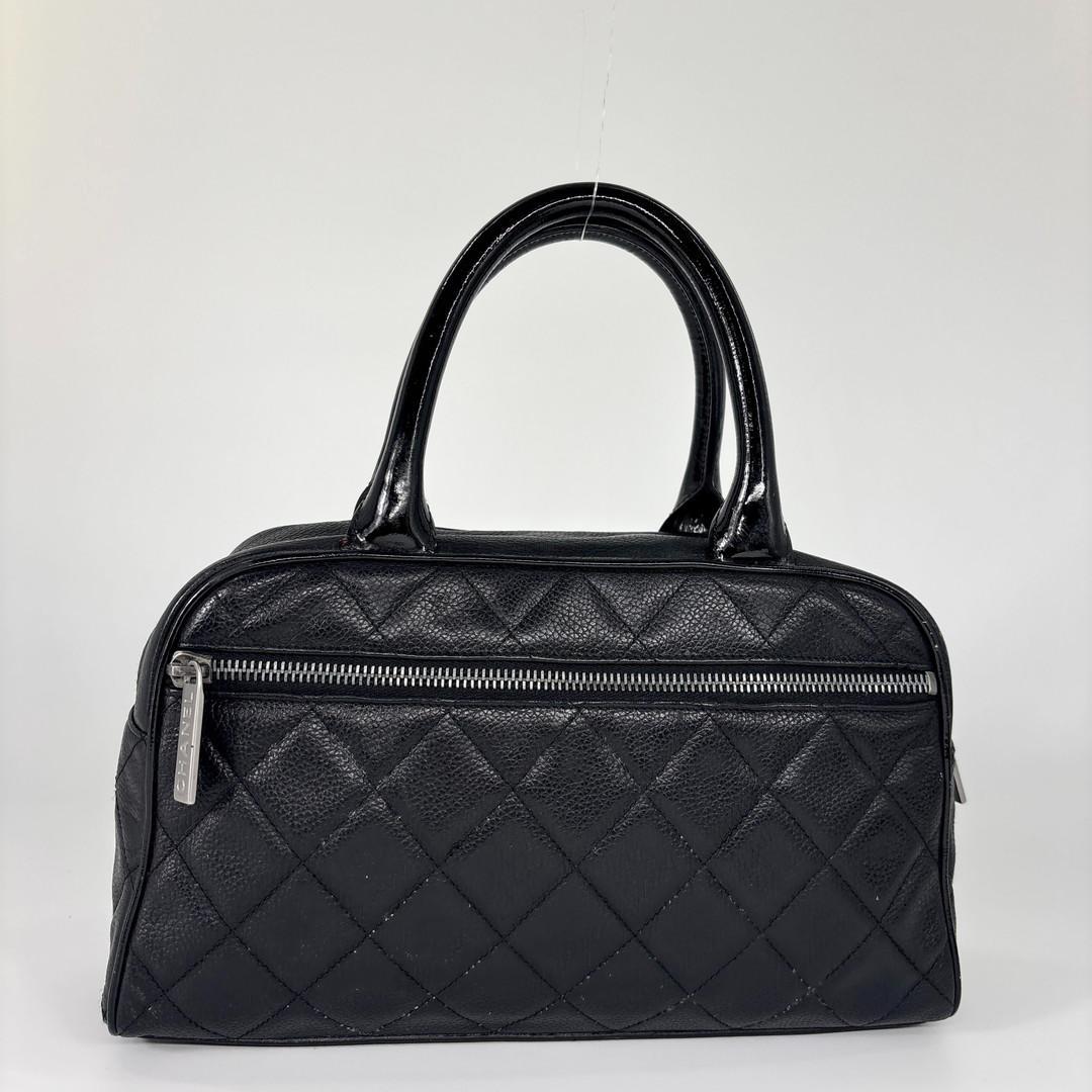 超極美品 シャネル キャビアスキン ハンドバッグ ミニボストンバッグ ブラック