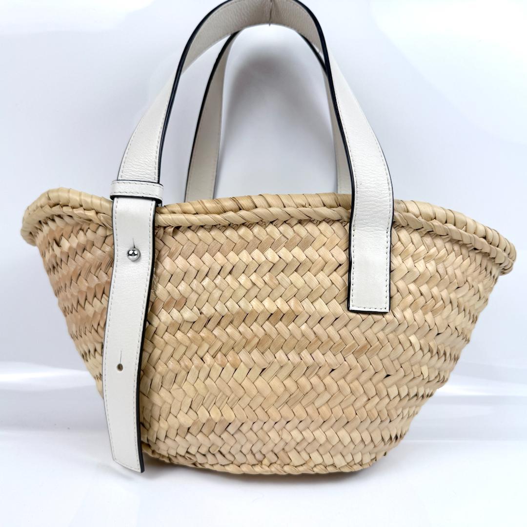 美品 LOEWE ロエベ カゴバッグ 白 ホワイト スモール バスケットバッグ